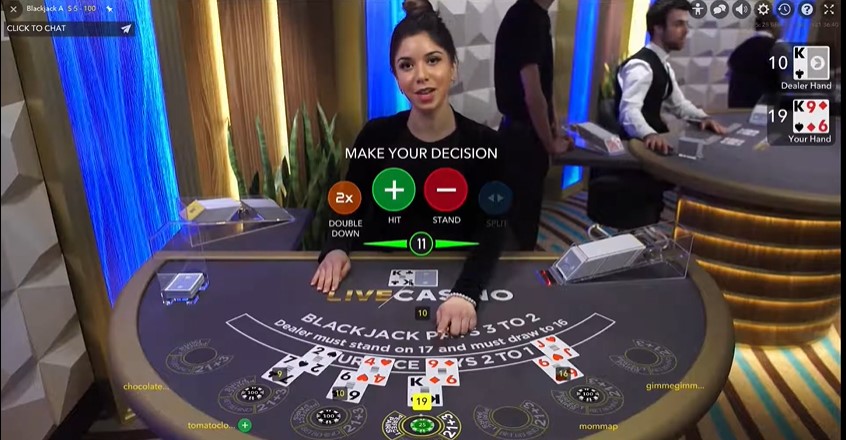 live blackjack table